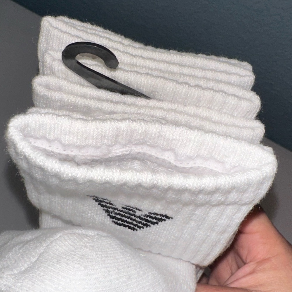New Emporio Armani White Socks with Black Logo (3 Pack) - Picture 2 of 5